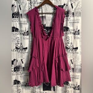 Free People Deep Pink Mini Dress